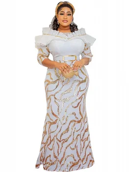 Африканские платья Дашики для женщин, Элегантное Роскошное платье с блестками, облегающее платье с запахом на бедрах, Свадебная вечеринка, День Рождения, Знаменитость