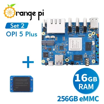 Orange Pi 5 Plus 16G + 256G Модуль EMMC, Плата Разработки Мини-ПК DDR4 Rockchip RK3588 Orange Pi5 Plus SBC Одноплатный Компьютер