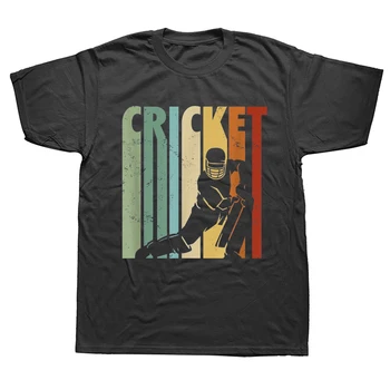 Забавные винтажные футболки для игроков в крикет, хлопковая уличная одежда с графическим рисунком, подарки на день рождения, футболки в летнем стиле, мужская одежда