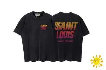 Новая выстиранная футболка Saint Louis Sunset Crystal, мужская и женская футболка Destroy Design Oversize, повседневная футболка с коротким рукавом и биркой harajuku