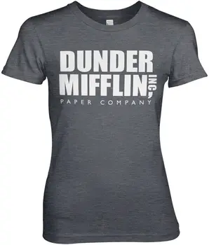 Офисная футболка Dunder Mifflin Inc. Женская темно-вересковая футболка с логотипом Girly Tea