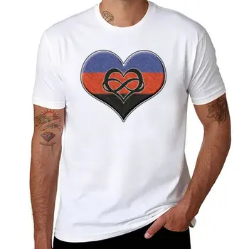 Новая футболка с большим флагом Гордости Polyamory в виде Сердца, Короткая футболка, однотонная футболка, футболки для мужчин, упаковка