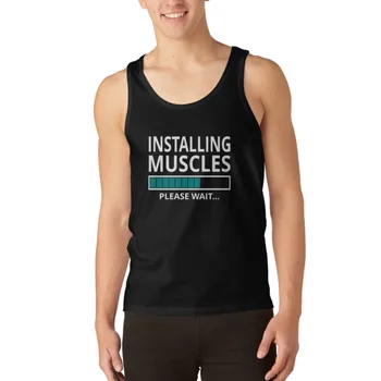 Установка мышц, пожалуйста, подождите, майка, мужская футболка для фитнеса, мужские топы