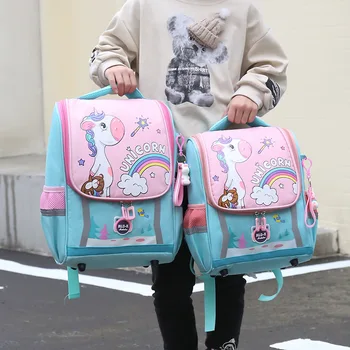 Милые рюкзаки с единорогом для девочек для мальчиков 1-3 класса, ортопедический водонепроницаемый рюкзак для детского сада, школьная сумка Mochila Escolar