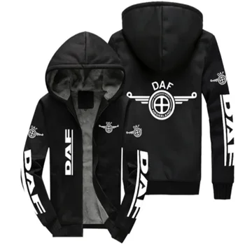 Мода досуг Мужчины шаблон мужская куртка DAF логотип автомобиля для пальто зимняя повседневная толстовка на молнии модная одежда
