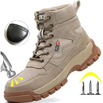 Мужская защитная обувь с высоким берцем, зимние защитные ботинки, мужская рабочая обувь, противоскользящие рабочие ботинки с защитой от ударов, мужские строительные защитные ботинки