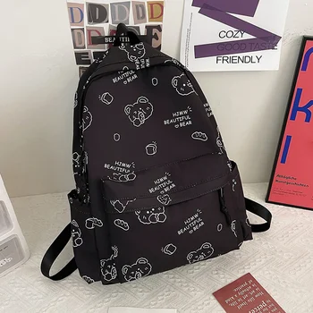 Легкая и милая женская дорожная сумка для девочек-подростков, модный школьный рюкзак 2022 с мультяшным принтом, водонепроницаемый нейлоновый женский рюкзак