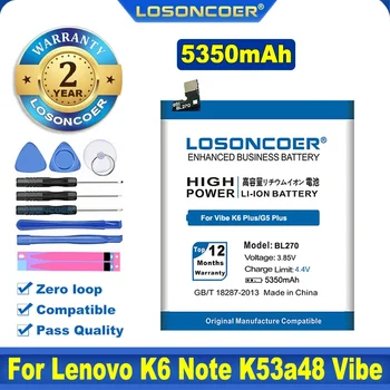 100% Оригинальный Аккумулятор LOSONCOER BL270 5350mAh Для Lenovo K6 K8 Note K53a48 Vibe K6 G G5 Plus Для Motorola Moto G6 Play XT1922