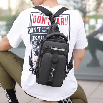 Мужская нейлоновая сумка через плечо с USB-портом для зарядки Многофункциональные нагрудные сумки для путешествий на открытом воздухе Водонепроницаемый рюкзак Мужской повседневный рюкзак