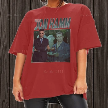 Хлопковая винтажная футболка с круглым вырезом и рисунком Джона Хэмма в стиле унисекс 90-х годов.