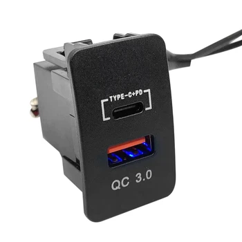 36 Вт Двойной USB Адаптер Быстрого Зарядного Устройства QC3.0 Type C + PD Разъем для приборной панели СВЕТОДИОДНЫЙ Вольтметр для Accord -V JAZZ CITY