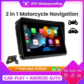 7-дюймовый Мотоциклетный Портативный Экран Для Беспроводной Навигации Carplay Android с автоматической Проекцией изображения GPS 2 в 1 IP67 Водонепроницаемый Moto
