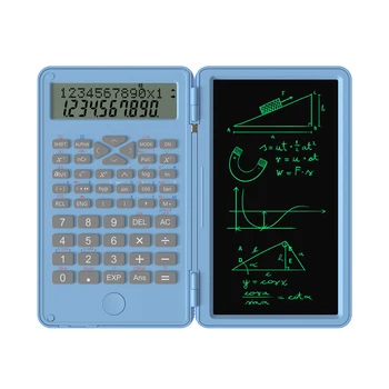 Научный калькулятор со стираемой доской для письма, 240 Функций, 2-строчный ЖК-дисплей, Складной Финансовый Математический калькулятор, Школьный