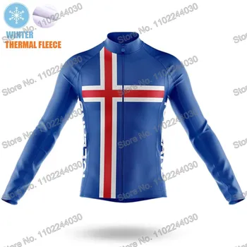 2023 Велосипедная одежда с флагом Исландии, Зимняя велосипедная майка, мужская велосипедная рубашка для шоссейных гонок с длинным рукавом, осенняя велосипедная термокуртка MTB