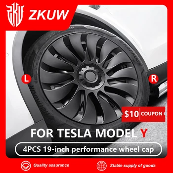 4ШТ 19-Дюймовый Колпачок Ступицы для Tesla Model Y 2023 Замена Ступицы Колеса Performance Правая и Левая Ступицы Полная Крышка Обода Аксессуары
