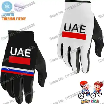 Детские велосипедные перчатки сборной ОАЭ 2024, Словении, велосипедные гелевые перчатки на весь палец, зимние трикотажные перчатки для горных шоссейных велосипедов для мальчиков, MTB Мотоцикл