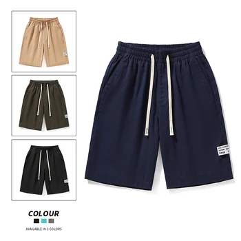 Весенне-летние мужские разноцветные шорты, спортивные брюки, мужские повседневные брюки из 100% хлопка с эластичной резинкой на талии и длиной до колен