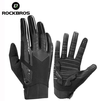 Велосипедные перчатки ROCKBROS, Мужские, женские, весна-осень, MTB Дорожные велосипедные перчатки с сенсорным экраном, дышащие противоскользящие Велосипедные перчатки