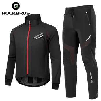Официальные комплекты зимней куртки Rockbros из теплого флиса, комплекты из джерси для велоспорта, брюки для горного велосипеда, костюм, одежда