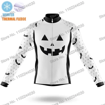 2023 Велосипедная одежда с тыквенным лицом, Зимняя велосипедная майка, Мужская рубашка для шоссейного велосипеда с длинными рукавами, Велосипедная рубашка MTB Maillot