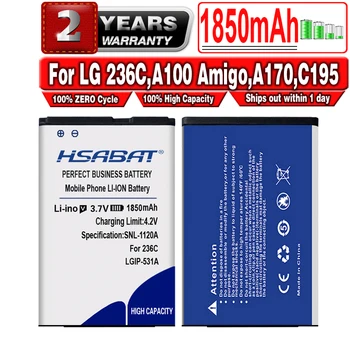 Аккумулятор HSABAT LGIP-531A 1850 мАч для LG 236C, A100 Amigo, A170, C195, G320GB, GB100, GB101, GB106, GB110, GB125, GM205, GS101, KG280, KU250