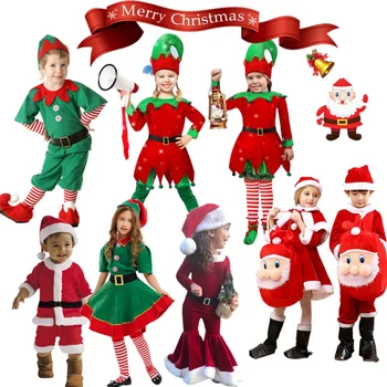 Детский рождественский костюм Санта-Клауса, рождественский костюм высшего качества для маленьких мальчиков и девочек, Новогодний комплект детской одежды