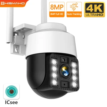 8MP 4K IP-Камера Наружного WiFi Видеонаблюдения 5MP HD PTZ Security Camere Защита CCTV AI Отслеживание P2P iCSee Onvif 3MP НОВЫЙ