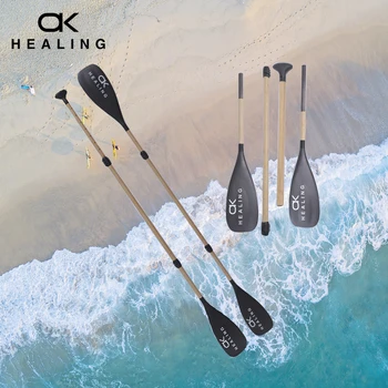 4-ступенчатая свободная комбинация из углеродного волокна, бамбуковая лопатка для SUP с одной и двумя головками, весло двойного назначения, доска для серфинга, весло для каяка