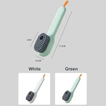 Автоматическая контрастная щетина, цветная мягкая щетка с длинной ручкой для чистки обуви, жидкость для слива глубоко