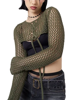 Женский свитер Y2k с распущенными плечами, открытое болеро, Летний укороченный топ, вязаный бандажный пуловер с вырезом, пляжный топ для бассейна