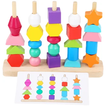 Развивающие игрушки из бисера, форма, цвет, головоломка, укладчик, Интерактивная игрушка, Деревянная