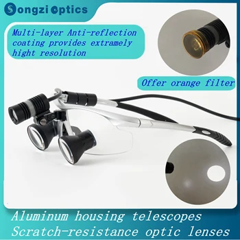 2.5X 3X 3.5 X Songzi Optics Sport Frame Стоматологические хирургические лупы TTL со светодиодной подсветкой по индивидуальному заказу с широким полем зрения