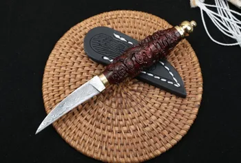 Дизайн дракона, Керамбитовый коготь, Ножи с фиксированным лезвием, Дамасский клинок, ручка из эбенового дерева, Охотничий нож для выживания, тактический нож EDC, многофункциональный инструмент