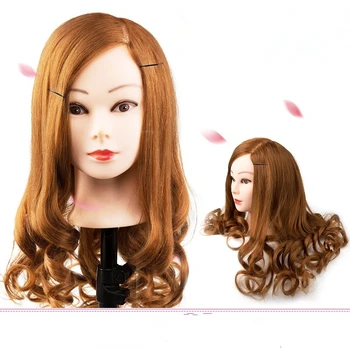 Форма для Парикмахерской головки из 80% настоящих волос Может скручивать Модельную голову Куклы длиной 60 см, Практиковать Вязание волос, Завивку макияжа для волос, Поддельную голову
