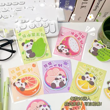 60 шт. / лот Kawaii Panda Fruit Memo Pad Sticky Note Cute Канцелярская этикетка N Times Блокнот для школьных принадлежностей