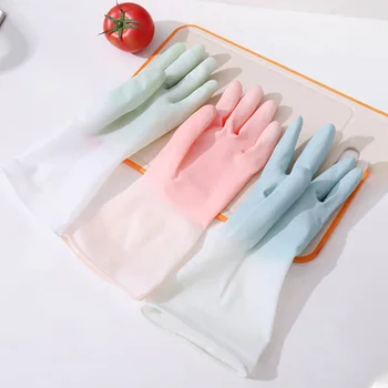 1 пара Высококачественных Перчаток Для Чистки Сине-Зеленого Цвета Водонепроницаемых Перчаток Для Мытья Посуды Кухонные Инструменты Для Чистки Кухонных Принадлежностей