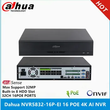 Dahua NVR5832-16P-EI 32Ch 2U 16PoE портов Встроенный 8 слотов для жесткого диска Сетевой рекордер WizSense Максимальная поддержка 32-мегапиксельного видеорегистратора с разрешением 4K AI