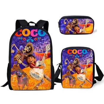 Популярная молодежная музыка COCO с рисунком черепа, 3D-принт, 3 шт./компл., Студенческие дорожные сумки, рюкзак для ноутбука, сумка через плечо, пенал
