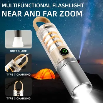 Новый светодиодный вольфрамовый фонарик, Многофункциональная походная атмосферная лампа, Походный уличный фонарик с телескопическим зумом