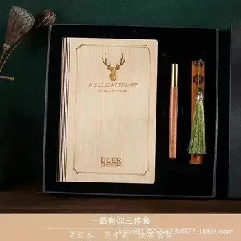 Бизнес-Набор для Блокнота Из Красного Дерева С Культурным Подарком Включает Деревянный Блокнот С Лазерным Логотипом