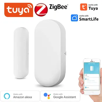 Tuya Smart WiFi Дверной датчик Детекторы открытия / закрытия дверей Совместимость с приложением Alexa Home Smar tLife Бесплатный Индивидуальный ЛОГОТИП