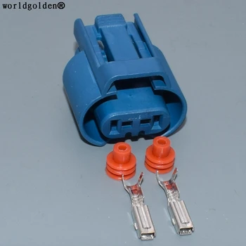 Worldgolden 2-контактный способ синий женский корпус розетка противотуманных фар штекер лампы 9005 HB3 автоматический соединитель провода для автомобиля Toyota Honda GM