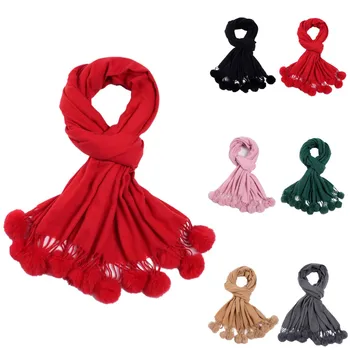 Однотонный имитирующий одноцветный модный шарф для волос, универсальный и теплый шарф для женщин
