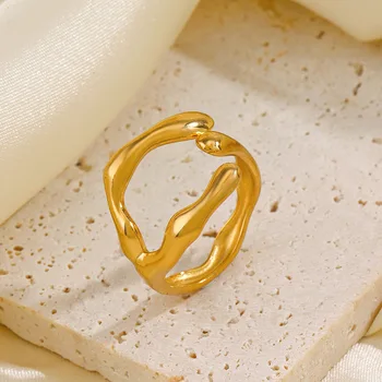 Персонализированное и популярное кольцо с пятиконечной звездой, модное отверстие с покрытием из 18-каратного золота, регулируемая партия колец со звездой из нержавеющей стали