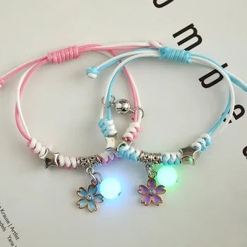 пара светящихся браслетов из 2 предметов Пара мужчин и женщин, подружек, магнит притягивает браслет, светящиеся украшения