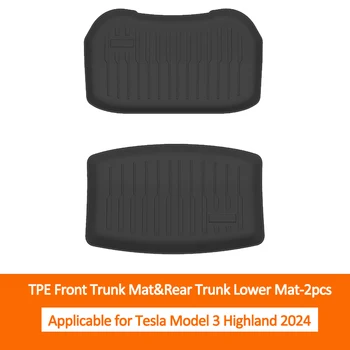 Для Tesla New Model 3 Highland 2024 Передняя Накладка На Багажник и Задние Нижние Коврики Для Багажника из TPE 2024 Модель 3 Автоаксессуары