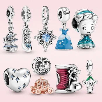 Герокросс Disney, серебро 925 пробы, Золушка, принцесса, шарм, бусина в виде сердца мечты, оригинальный браслет Pandora для женщин, ювелирный подарок своими руками