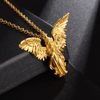 Новое модное ожерелье с золотыми крыльями Ангела-хранителя, подвеска для мужчин и женщин, модный религиозный амулет, ювелирные изделия