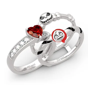 обручальные кольца с кристаллами Boho Heart CZ 3шт для женщин и мужчин, Готический Скелет, Клоун, Кольцо с тыквенной головой, Ювелирные изделия для помолвки для девочек