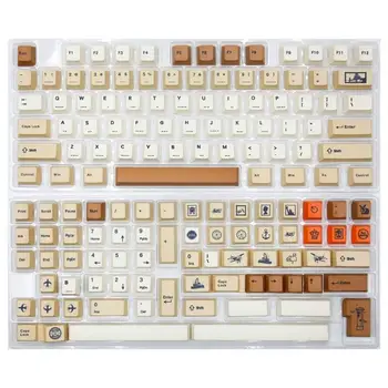 143 клавиши, тема ретро-штампов, колпачки для ключей с сублимацией PBT, колпачки с вишневым профилем для механической клавиатуры, изготовленный на заказ колпачок для ключей своими руками
